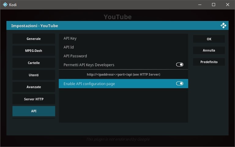 Configurazione Kodi
